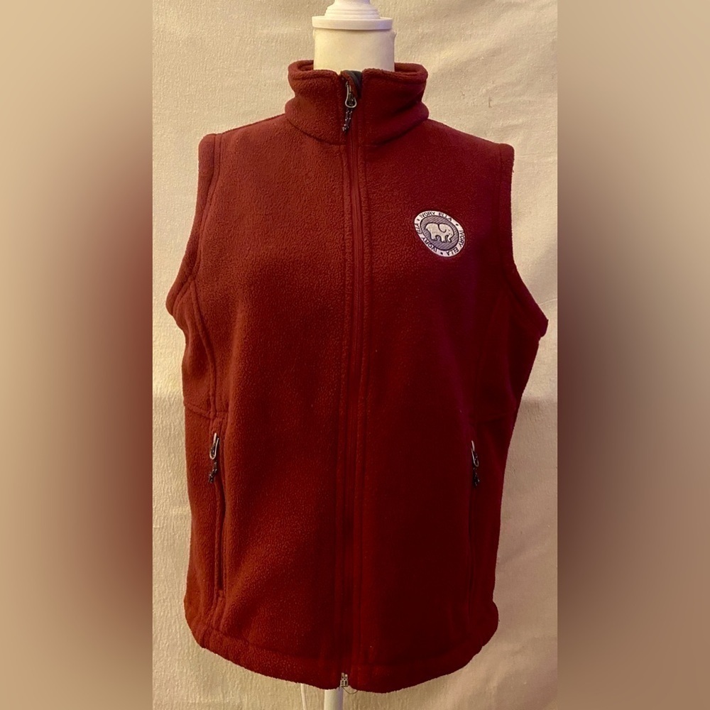 EUC Ivory Ella Fleece Zip Sleeveless Vest Side Zip & Interior Pockets Burgundy M